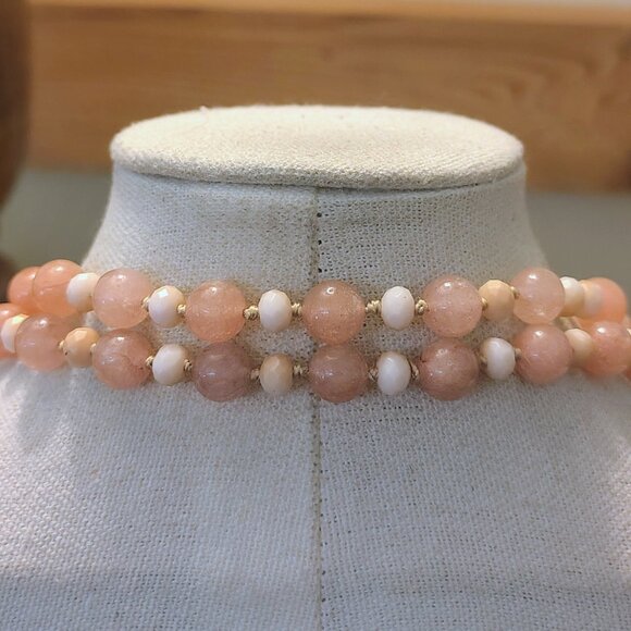 Pink Genuine Spinel Tied Bead Necklace Hand Knot Continuous - Picture 5 of 9